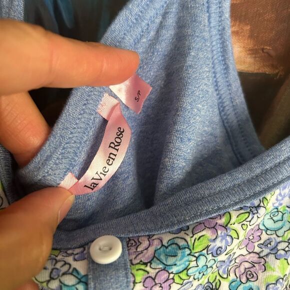 La Vie En Rose Blue and Purple Floral Slip Dress Small - Picture 3 of 14